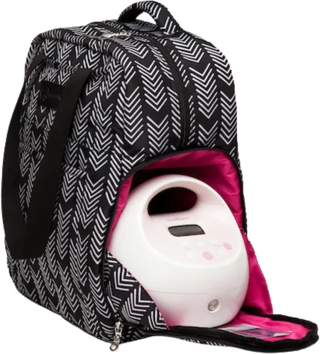 Bolsa Kelly con extractor de leche Sarah Wells, color blanco y negro