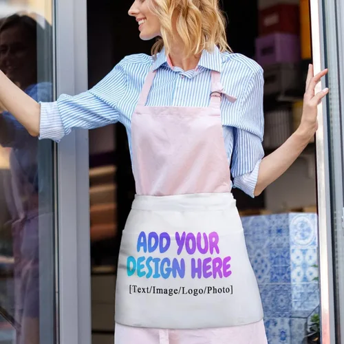 Miniatura 7 de AXKEUDO Delantal personalizado con bolsillos, delantales de cintura para camarera para cocinar en casa, restaurante, servir trabajo