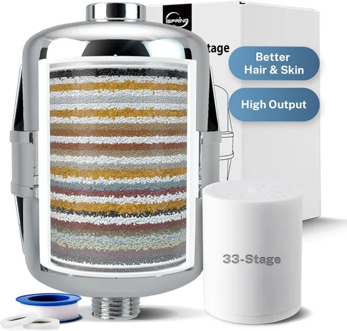 Miniatura 10 de iSpring FSF1 - Cartucho de repuesto para filtro de ducha universal de 15 etapas, elimina el cloro, sedimentos, metales pesados y olores, mejora