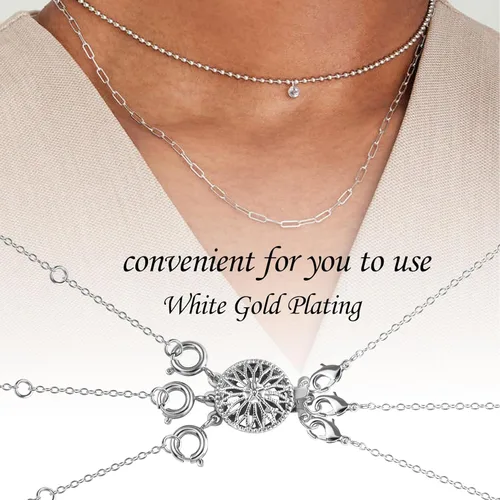 Miniatura 6 de Separador de collar para capas de oro blanco sin enredos, joyería de seguridad, collar de capas, separador de cierres para múltiples collares
