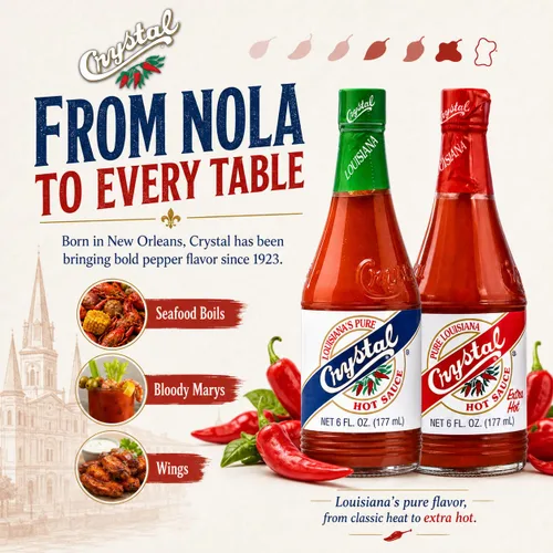 Miniatura 4 de Crystal Combo de salsa picante y salsa extra picante de 6 onzas, una original y otra extra picante de pimienta de cayena de Louisiana, sabor audaz