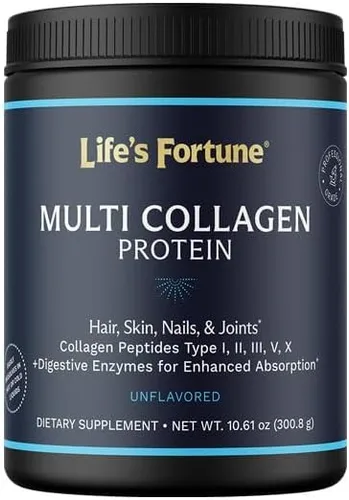 Péptidos de colágeno múltiple tipo I, II, III, V y X Proteína hidrolizada en polvo – Alimentado con pasto, mezcla con enzima digestiva – para piel,
