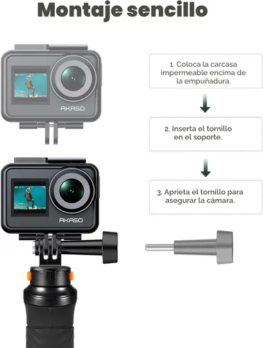 Miniatura 4 de AKASO Agarre de mano flotante impermeable para cámara de acción Accesorios para Gopro Hero 13/12/11/10/ 9/Max/DJI Osmo Action EK7000/Brave 4/Brave 7