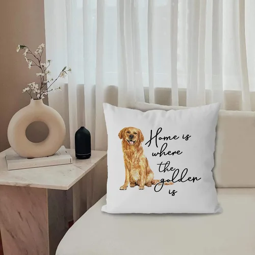Miniatura 3 de KEUSPI Funda de almohada Golden Retriever, regalos para mujeres, perros y madres, Home is Where The Golden is Decor Funda de almohada de 18 x 18