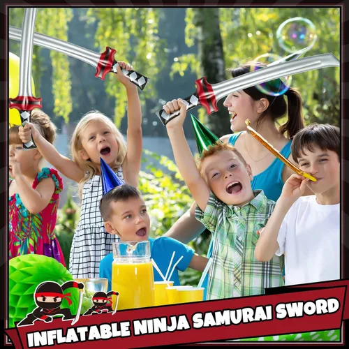 Miniatura 6 de Deekin - 12 espadas inflables ninja, paquetes de recuerdos de fiesta, katana samurái, juguete inflable, accesorios de disfraz para niños y niñas