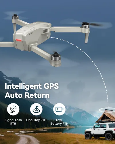 Miniatura 7 de SIMREX Dron GPS con cámara para adultos 4K, sin escobillas para principiantes, WiFi FPV plegable 5G, retorno automático, flujo óptico y retención
