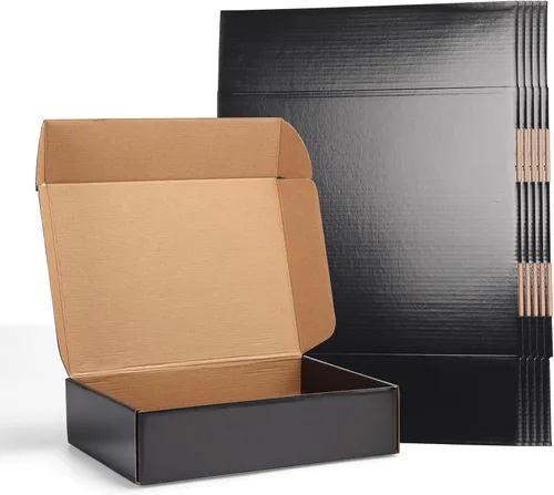 Miniatura 12 de EXYGLO Paquete de 40 cajas de envío de 6 x 4 x 3 pulgadas, cajas de cartón corrugado negras para embalaje de pequeñas empresas, mudanza, envío