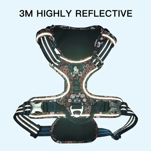 Miniatura 3 de Arnés reflectante sin tirones para perro, con asa y clip frontal, arnés acolchado de neopreno para perros pequeños, medianos y grandes, 3 hebillas