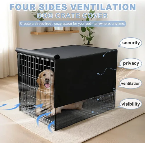 Miniatura 2 de Explore Land Funda transpirable para jaula de perro, ventilación de malla de 4 lados, funda básica para perrera para mascotas, todos los lados