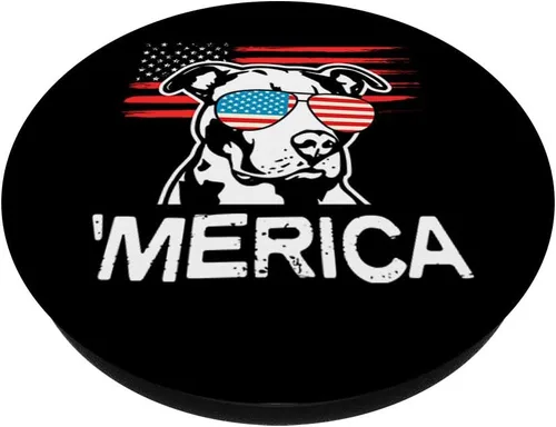 Miniatura 2 de Merica Pitbull América Bandera Pit Bull perro Tech regalo – popsockets agarre y soporte para teléfonos y tabletas, Negro