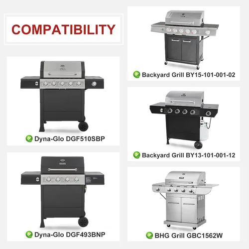 Miniatura 2 de Pieza de repuesto para parrilla DynaGlo DGF510SBP, DGF493BNP, paquete de 5 protectores de placa térmica y tubos de quemador para parrilla de patio