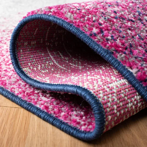 Miniatura 4 de SAFAVIEH Madison Collection - Alfombra redonda de 6 pies 7 pulgadas, color fucsia y azul marino, diseño de rayas bohemio, no desprende pelusa