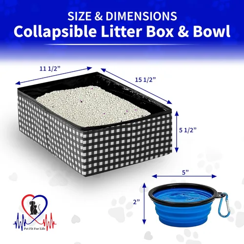 Miniatura 6 de Pet Fit For Life - Vibrante caja de arena plegable para gatos - Portátil, plegable, diseño compacto con cuenco de agua adicional - Ideal para coche