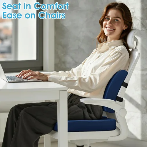 Miniatura 8 de CushZone Cojín de asiento, almohada de apoyo lumbar con correa ajustable, cojines para silla para aliviar el dolor de ciática, con funda lavable