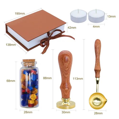 Miniatura 2 de SWANGSA Juego de sellos de cera de dragón estrellado con 60 cuentas de cera de sellado, cuchara de fusión y caja de regalo, ideal para adornar