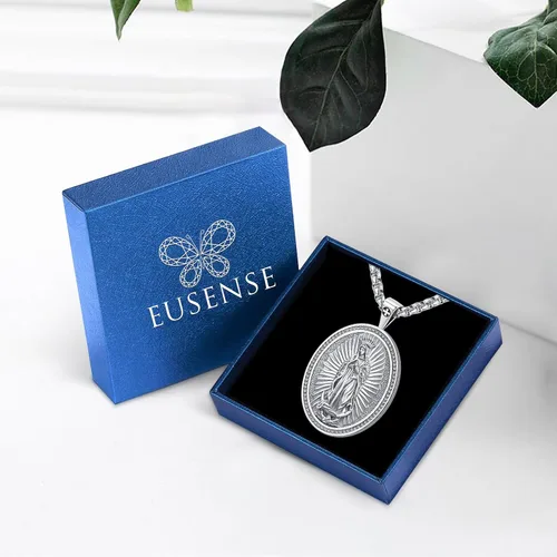 Miniatura 242 de Eusense Saint Necklace Sterling Silver 925 Protection Jewelry for Men Women Patron St Medals Amulet Pendant