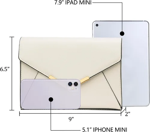 Miniatura 5 de KKXIU Bolso Clutch de Noche Tipo Sobre de Cuero Sintético Elegante para Mujer, Bolso Plegable para Fiesta, Boda, Graduación