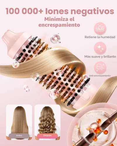 Miniatura 5 de Cepillo térmico redondo térmico de 1.5 pulgadas para cabello largo y seco, alisador con 3 ajustes de temperatura, cepillos de soplado para rizar