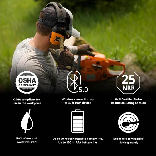 Miniatura 6 de ISOtunes LINK Bluetooth Earmuff – Ear Protection Headphones for Work, Mowing, & Construction, 25 NRR OSHA Approved Headphones