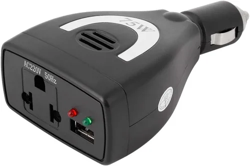 Inversor de corriente para coche, 75 W Dc12 V a CA 100 V-240 V convertidor automático adaptador de cargador USB adaptador convertidor cargador dual