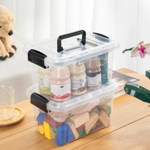 Miniatura 4 de Cetomo Paquete de 12 cajas de almacenamiento de 6 pulgadas de largo x 12 unidades, con tapas y asa para organización del hogar, dormitorio, oficina