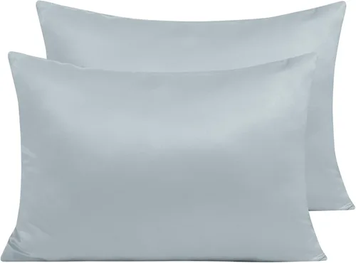 Miniatura 25 de NTBAY - Fundas de almohada de satén con cremallera, súper suaves y lujosas fundas de almohada Negro