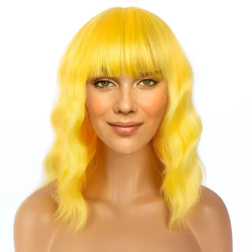 Miniatura 8 de LANICE Peluca verde para mujer, pelucas cortas estilo Bob con flequillo, peluca sintética natural, longitud al hombro, pelucas coloridas para uso