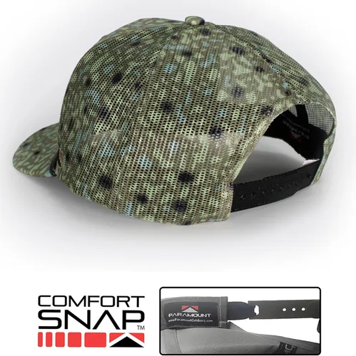 Miniatura 26 de Paramount Outdoors Sombrero de pesca de trucha al atardecer, diseño de silueta de pez de montaña, sombrero para exteriores con cómodo Snapback