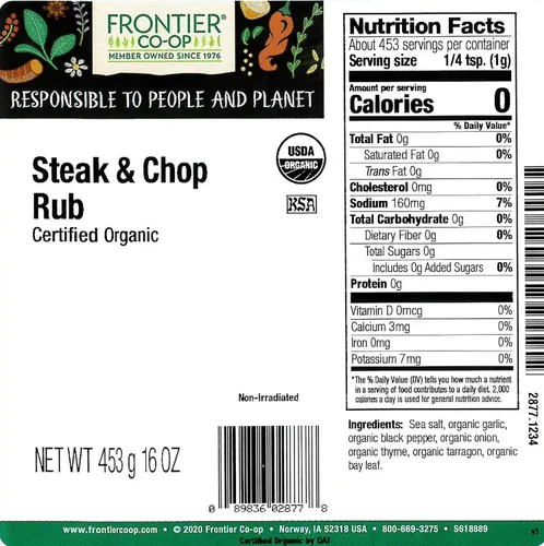 Miniatura 2 de Frontier Co-op Masticar a la parrilla, bistec y picar, certificado orgánico, kosher Bolsa a granel de 1 libra