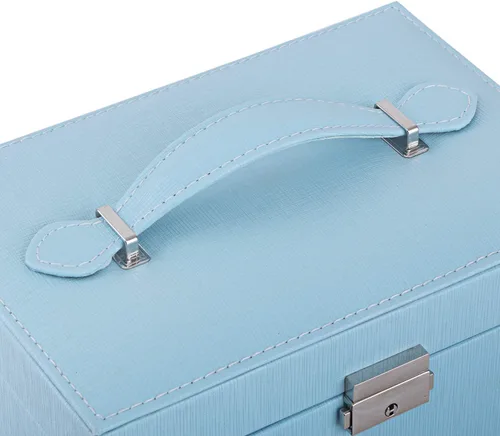 Miniatura 5 de BEWISHOME SSH78L - Joyero de 20 secciones para niñas, organizador de joyas con cerradura portátil para mujeres, niñas, niños, color azul