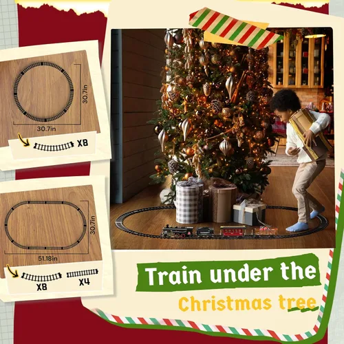 Miniatura 4 de Set de trenes Hot Bee - Juguetes de trenes de aleación para niños con vagón brillante y silencioso, tren de juguete con humo, luces y sonido, tren