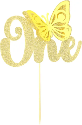 Miniatura 9 de Gyufise 1 pieza de mariposa Oh Baby Cake Topper Glitter Baby Shower Butterfly Cake Pick para revelación de género Baby Shower Niños fiesta de Rojo