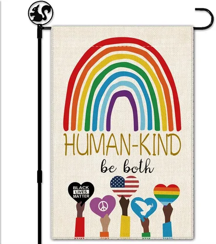 Miniatura 10 de Hafhue Bandera de bienvenida con texto en inglés «In A World Where You Can Be Anything Be Kind», decoración de casa de campo al aire libre