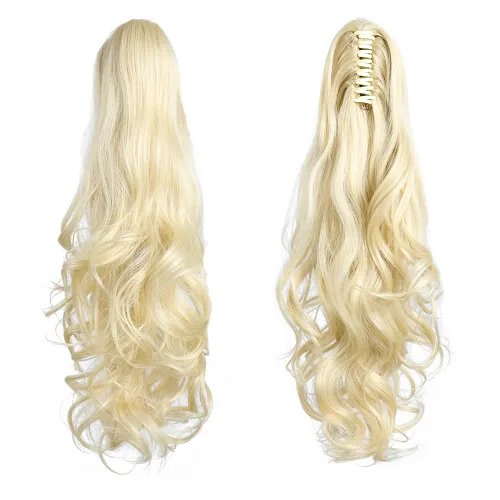 Miniatura 78 de Extensiones de cola de caballo de cabello rubio, extensiones de cola de caballo para mujer, pinza de extensiones de cabello rizado de 12 pulgadas