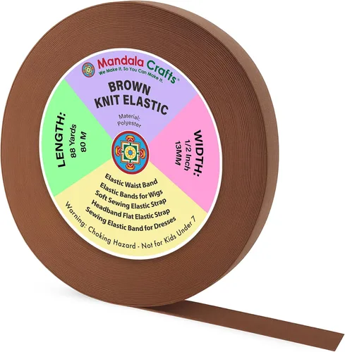 Miniatura 24 de Mandala Crafts Carrete de bandas elásticas anchas de 1/2 pulgada color beige para cinturas de pantalones, costura y manualidades DIY, 88 yardas