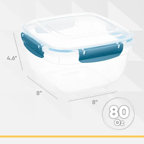 Miniatura 2 de Superio Recipiente de plástico para almacenamiento de alimentos con tapa hermética para cocina, 10 tazas, 80 onzas, libre de BPA, a prueba de fugas