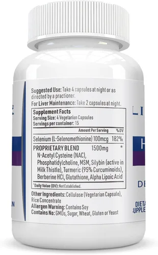 Miniatura 2 de Hepatiben Liver Detox Cleanse Suplemento natural con cardo mariano, silibina, NAC, colina, MSM, cúrcuma, berberina, glutatión ácido alfa lipoico