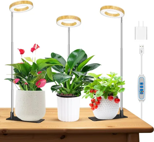 Miniatura 12 de Kullinss - Luz de crecimiento, 48 luces LED de espectro completo para plantas de cultivo en interiores con base desmontable, temporizador de Grano