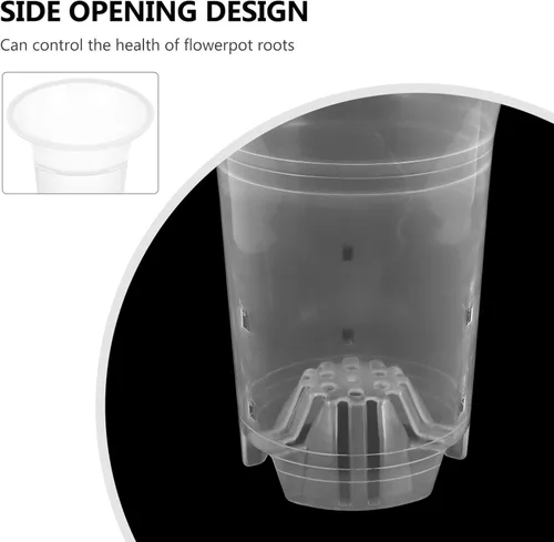 Miniatura 5 de DOITOOL 5 macetas de plástico transparente para orquídeas, macetas con agujeros, transpirables, altas, para interiores y exteriores, plantas