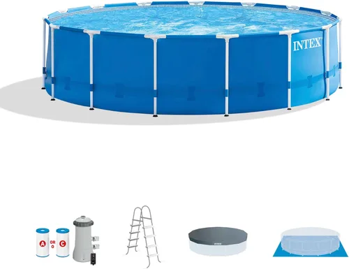 INTEX 28241EH - Piscina con marco de metal, 15 pies x 48 pulgadas, con bomba de filtro de cartucho