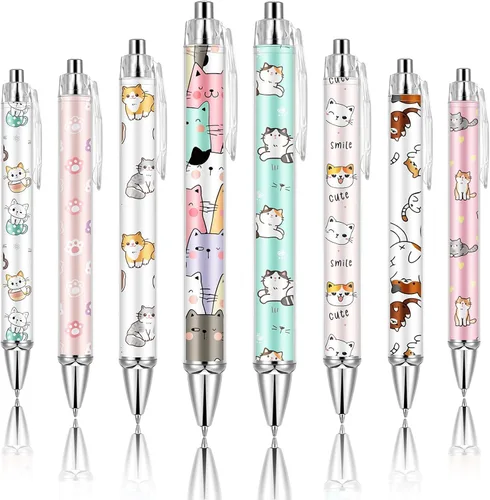 Miniatura 18 de Ireer 8 bolígrafos de bola para mujeres 1.00 mm de tinta negra lindos y elegantes, bolígrafos de punta fina de escritura suave para estudiantes