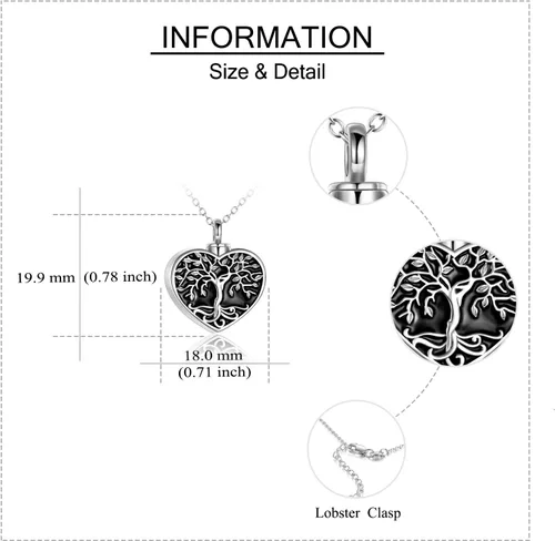 Miniatura 4 de ONEFINITY Collar de urna de cremación para cenizas, plata de ley, concha de abulón, árbol de la vida, collar con medallón que sostiene imágenes