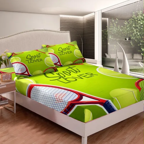 Miniatura 2 de Erosebridal Juego de sábanas bajeras de tenis para adolescentes, tamaño individual, juego de sábanas temáticas de juegos deportivos para habitación
