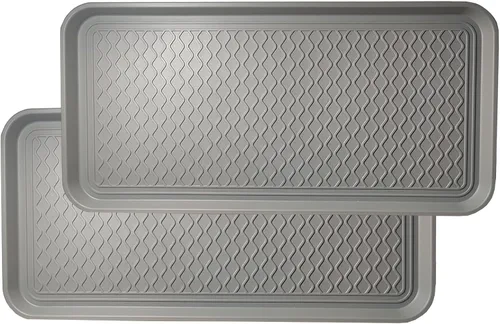 Miniatura 6 de Paquete de 2 alfombrillas de bandeja multifuncionales grandes lavables para interiores o exteriores para zapatos, botas, plantas, macetas, latas