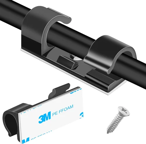XHF 35 clips grandes autoadhesivos para cables, color negro, organizador de cables, organizador de cables, soporte para debajo del escritorio,