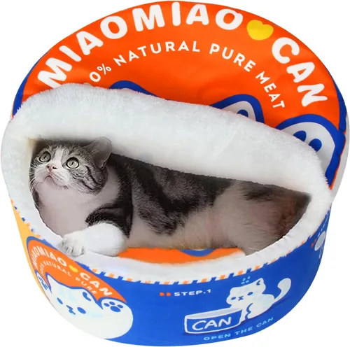 寵幸 Ramen Noodle Cama para Perros y Gatos, Nido Creativo Mantiene el Calor y Super Suave para Gatos de Interior, Cojín Extraíble y Lavable para Azul