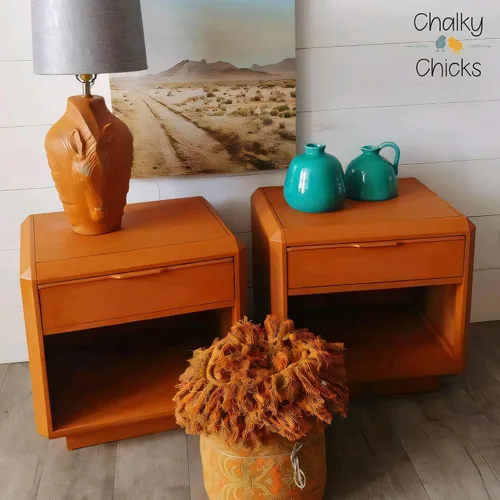 Miniatura 8 de Chalky Chicks - Pintura mate a la tiza, no requiere lijado, 4 onzas líquidas, color naranja (Acorn), para muebles, pintura todo en uno sin
