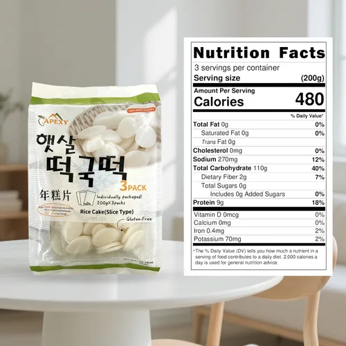 Apexy Pastel de arroz coreano Tteokbokkik, Tteok Masticable, auténtico aperitivo de comida callejera coreana, perfecto con queso y fideos ramen, sin