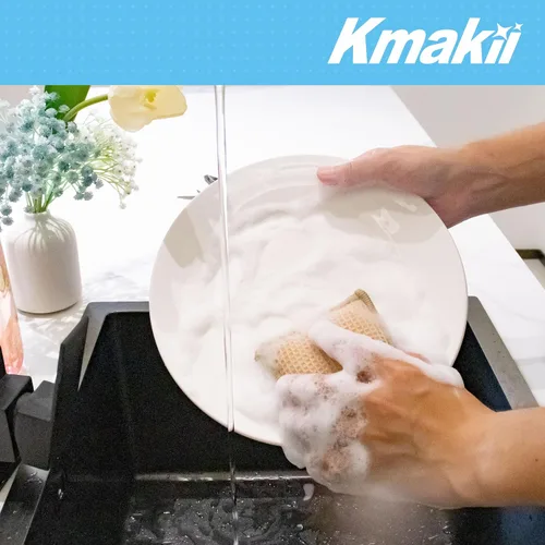 Miniatura 7 de KMAKII Esponjas de cocina de bambú, esponja para platos, esponjas de limpieza súper absorbentes, paquete de 12