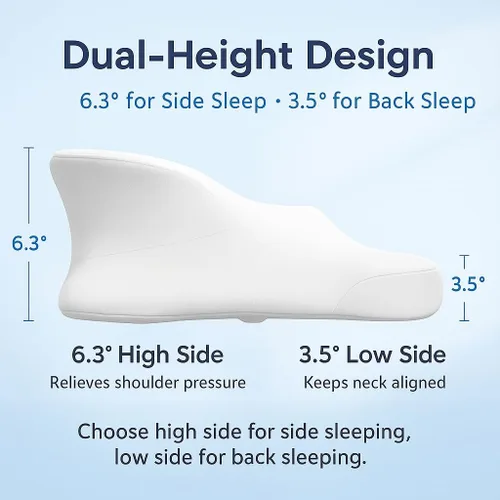 Miniatura 2 de Almohada cervical extra alta para hombros anchos, almohada de apoyo de espuma viscoelástica de contorno firme, diseño ergonómico de alto perfil
